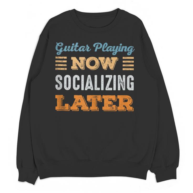 Guitar Playing Now Minimal Socializing Introvert Vintage Unisex Sweatshirt