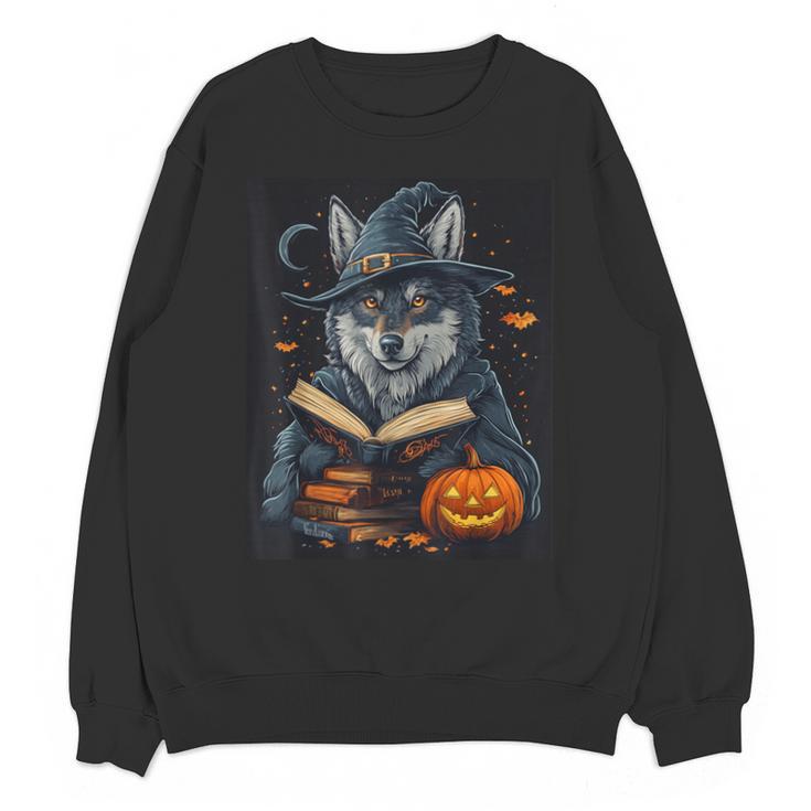 Halloween Girls Boys Cute Wolf Book Pumpkin Kids Halloween Unisex Sweatshirt