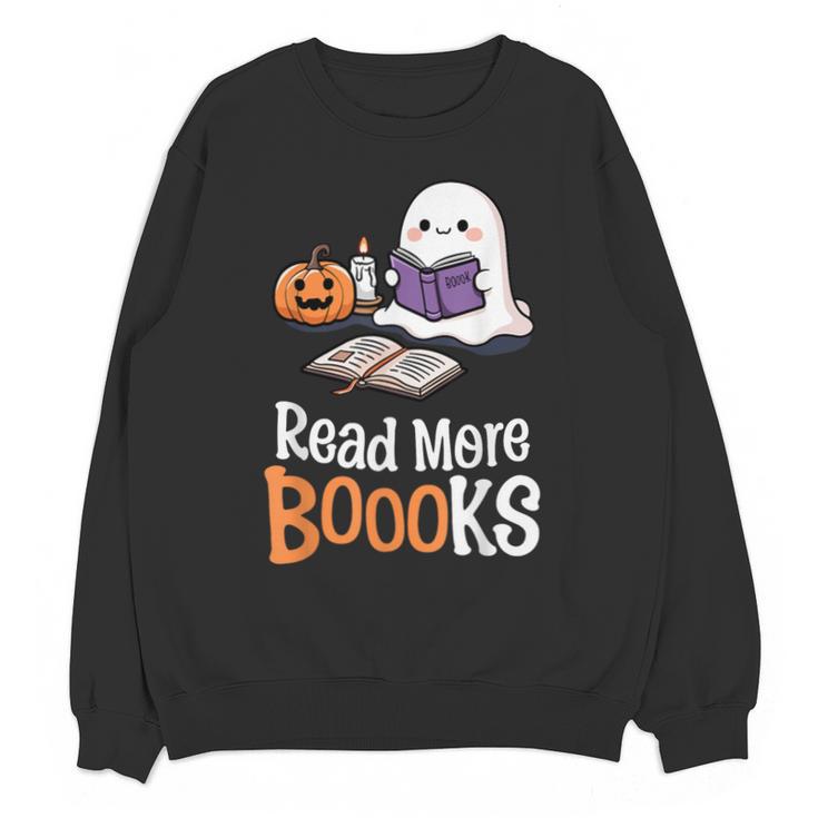 Halloween Teacher Women Cute Reading Ghost Read More Books Unisex Sweatshirt