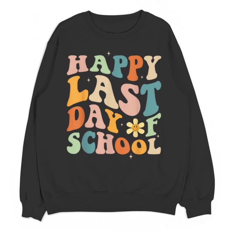 Happy Last Day Of School Groovy Teacher Student Graduation Unisex Sweatshirt