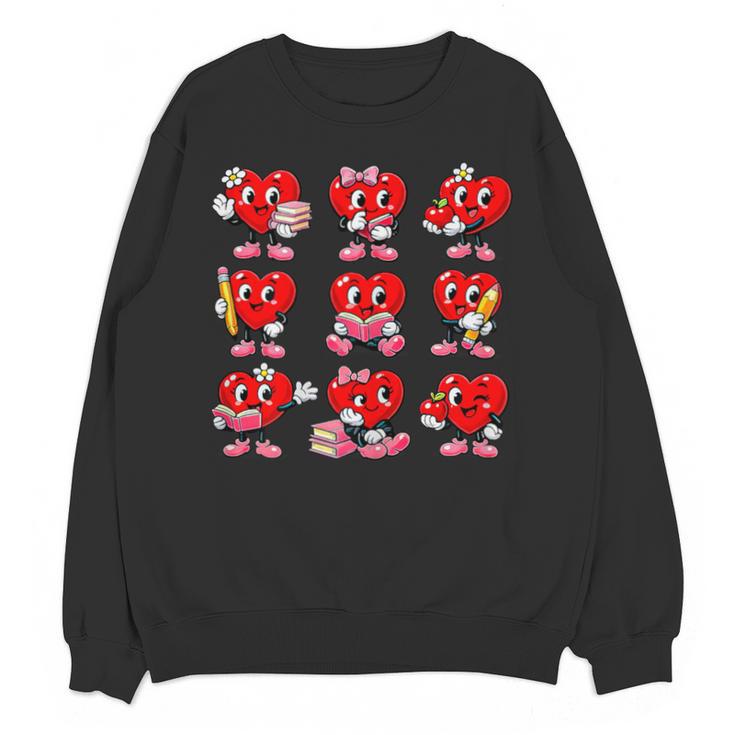 Heart Reading Books Valentine’s Day Girl And Boy Book Lovers Unisex Sweatshirt