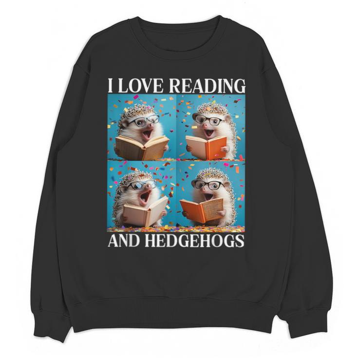 Hedgehog Love Reading And Hedgehogs Child Book Lover Unisex Sweatshirt
