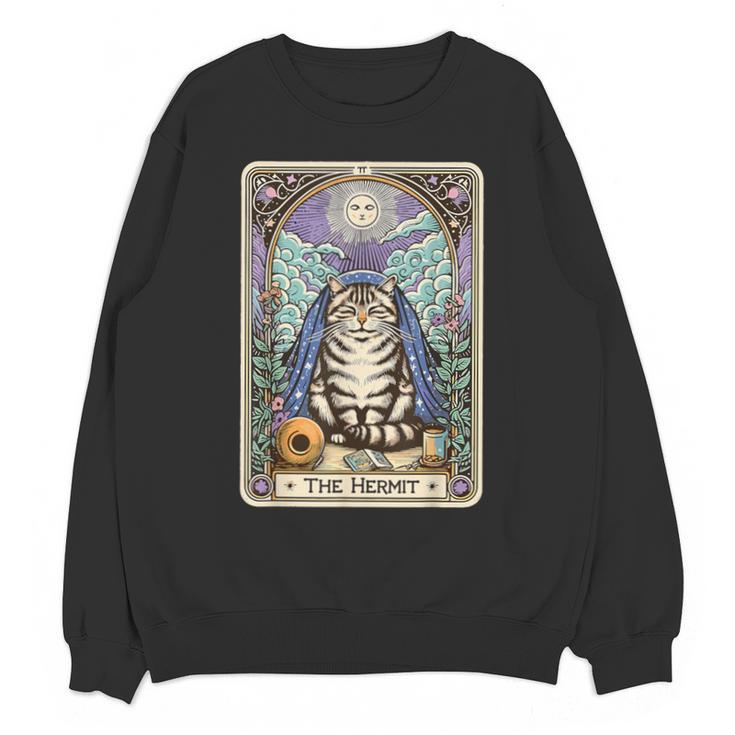 The Hermit Cat Tarot Card Introvert By Georgi Unisex Sweatshirt