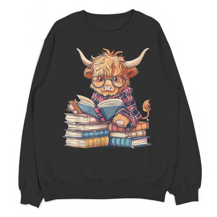 Highland Cow Reading Book Librarian Library Unisex Sweatshirt