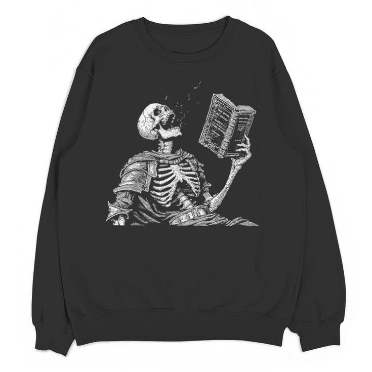 Hilarious Skeleton Holding a Book And Laughing Gothic Unisex Sweatshirt