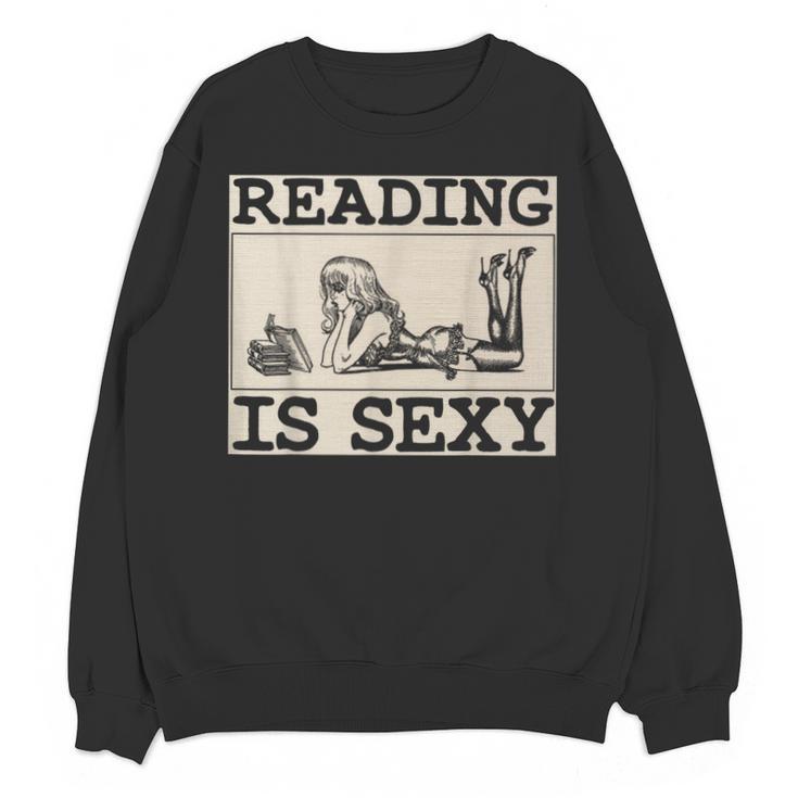 Hot Pin Up Girl Comic Book Vintage Reading Is Sexy Unisex Sweatshirt