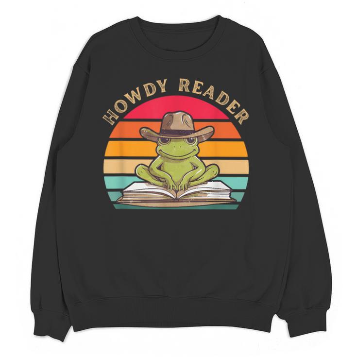 Howdy Reader Frog Reading Book Vintage Unisex Sweatshirt