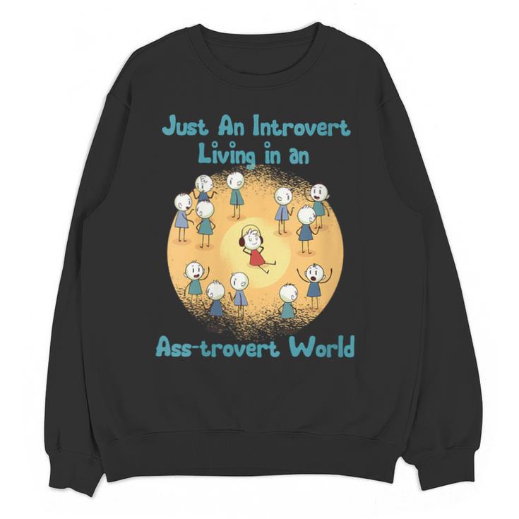 Introvert Extrovert Cartoon In Asstrovert World Unisex Sweatshirt