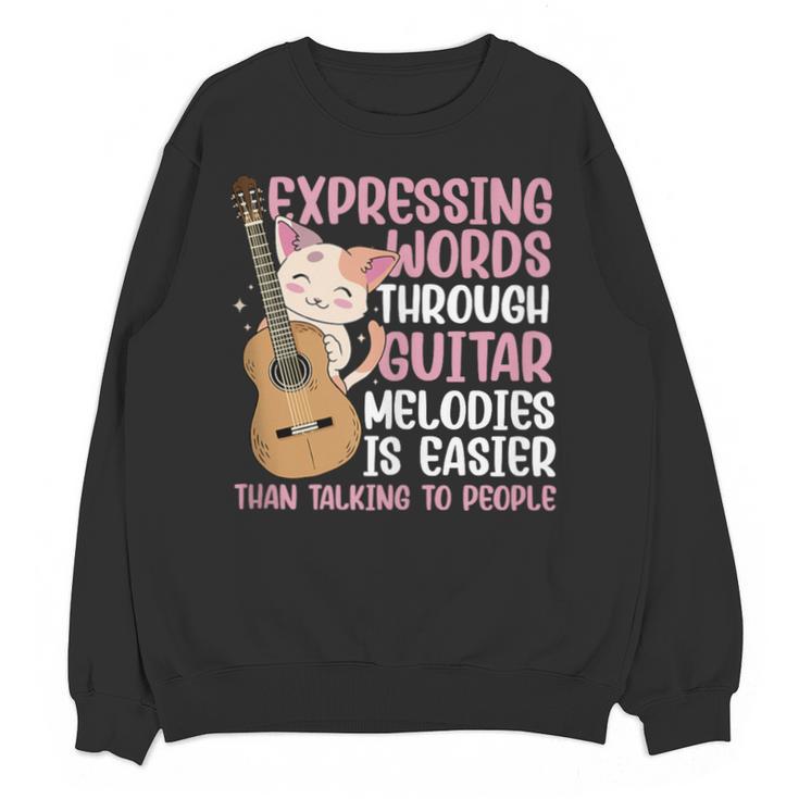 Introvert Guitarist Expressing Words Through Guitar Melody Unisex Sweatshirt