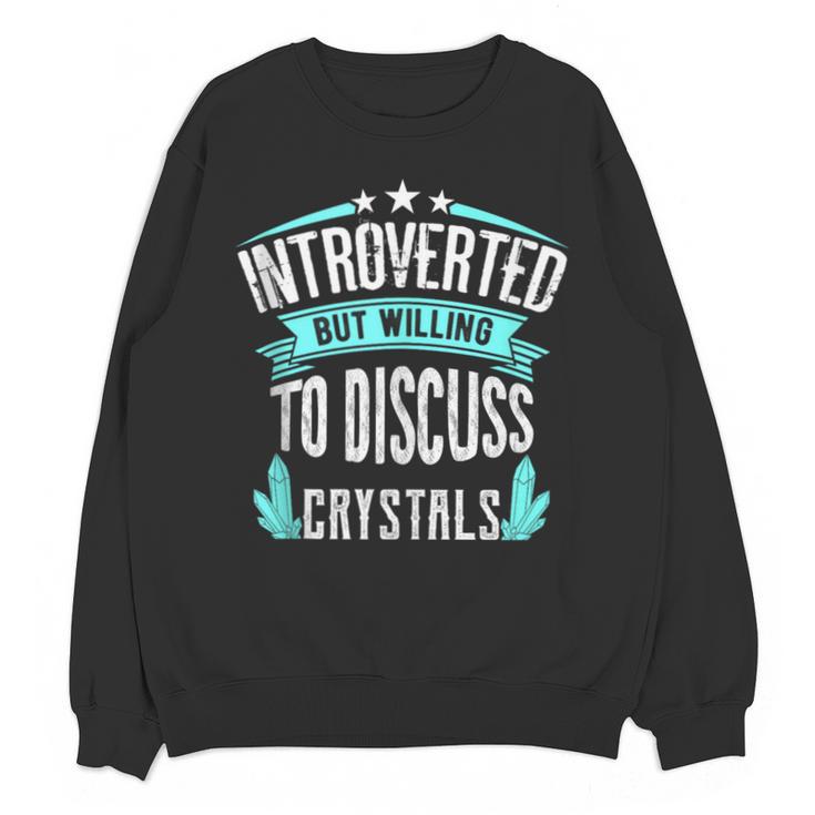 Introvert Quote Introverted But Willing To Discuss Crystals Unisex Sweatshirt