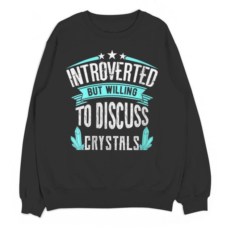 Introvert Quote Introverted But Willing To Discuss Crystals Unisex Sweatshirt