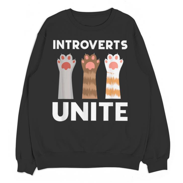 Introvert Unite Kitty Paws Raise Introverted Gathering Unisex Sweatshirt