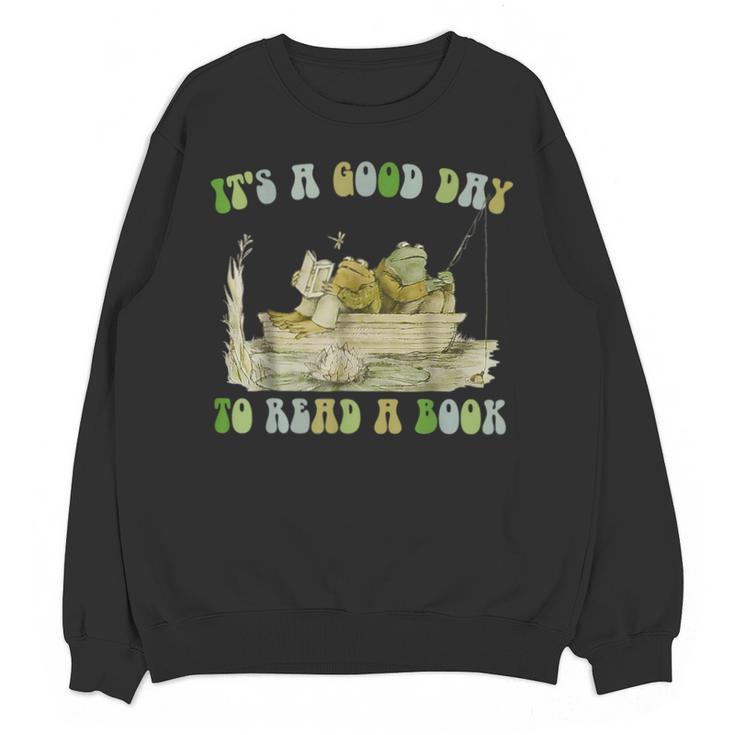 It's A Good Day To Read A Book Shirt Frog Reading Book Unisex Sweatshirt