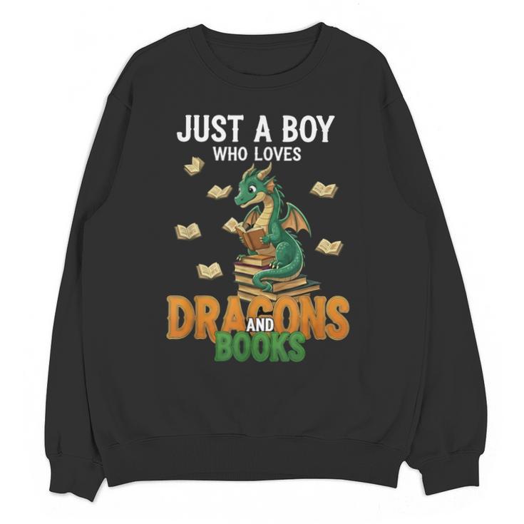 Just a Boy Who Loves Dragons And Books Reading Dragon Unisex Sweatshirt