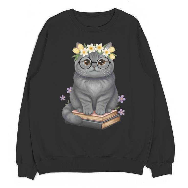 Just A Girl Who Loves Cats & Books Bookish Women Unisex Sweatshirt