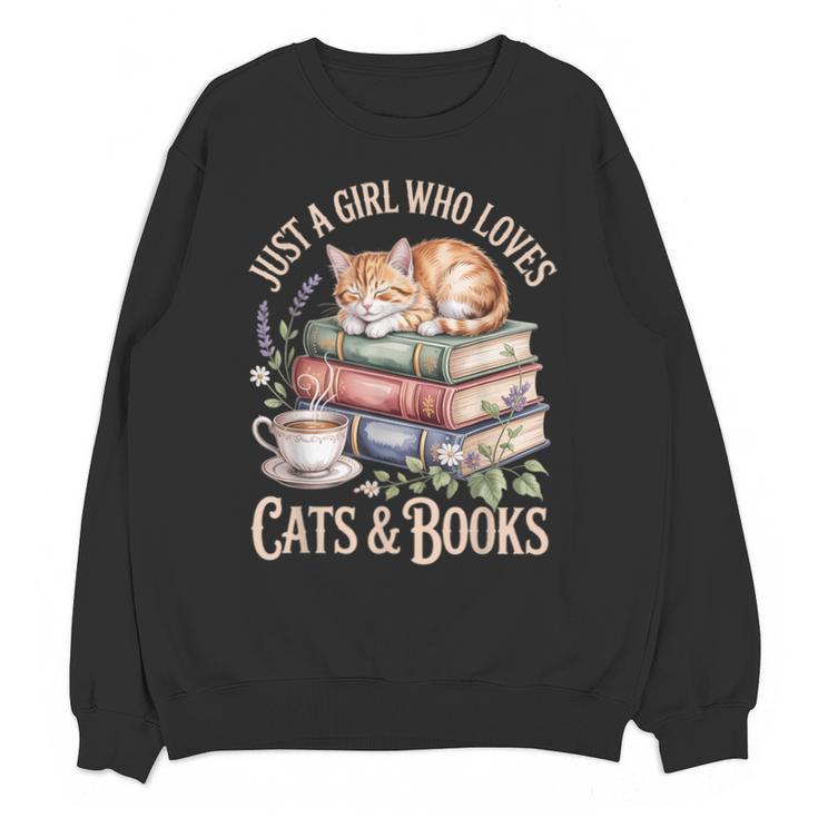 Just A Girl Who Loves Cats And Books Reading Librarian Unisex Sweatshirt