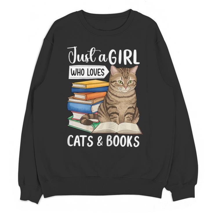 Just a Girl Who Loves Cats And Books Unisex Sweatshirt