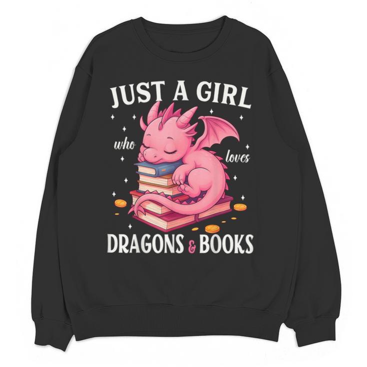 Just A Girl Who Loves Dragons And Books Dragon Reading Lover Unisex Sweatshirt