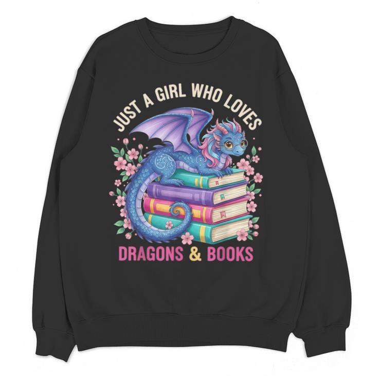 Just a Girl Who Loves Dragons And Books Dragon Reading Unisex Sweatshirt