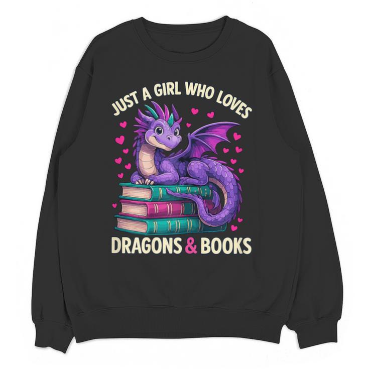Just a Girl Who Loves Dragons And Books Reading Unisex Sweatshirt