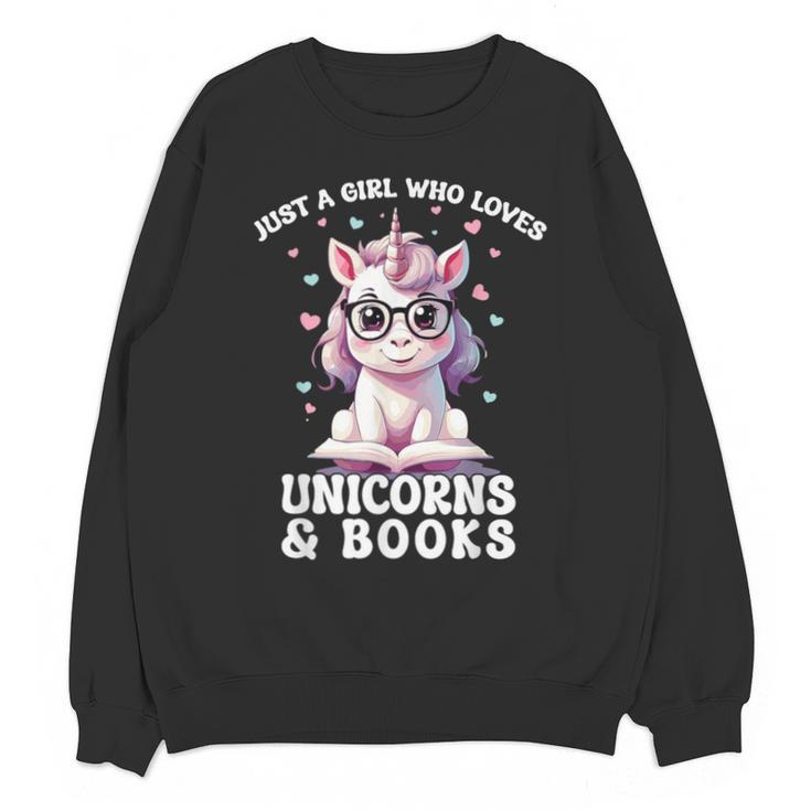 Just a Girl Who Loves Unicorns & Books Bookish Unicorn Love Unisex Sweatshirt