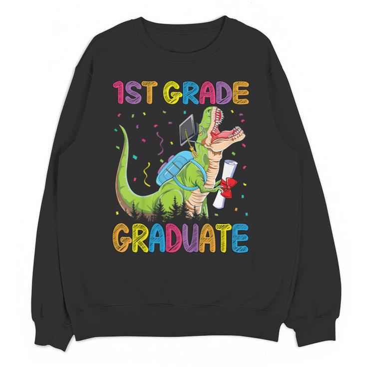 Kids 1st Grade Graduate Dinosaur Trex 1st Grade Graduation Unisex Sweatshirt