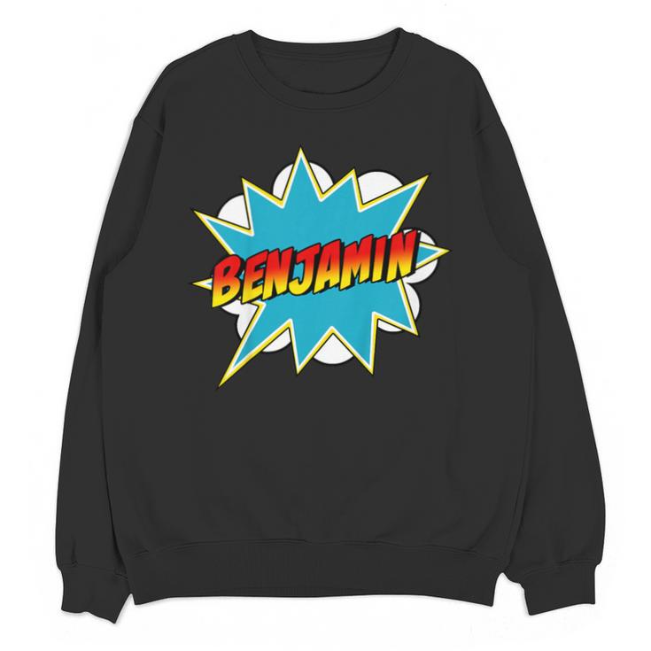 Kids Boys Benjamin Name Personalized Superhero Comic Book Unisex Sweatshirt