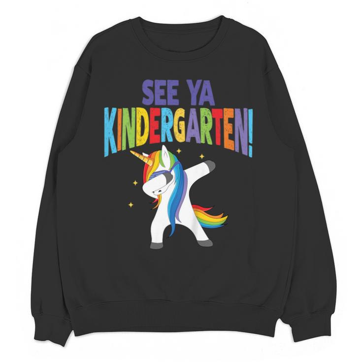 Kids Dabbing Unicorn Kindergarten Graduation See Ya Unisex Sweatshirt