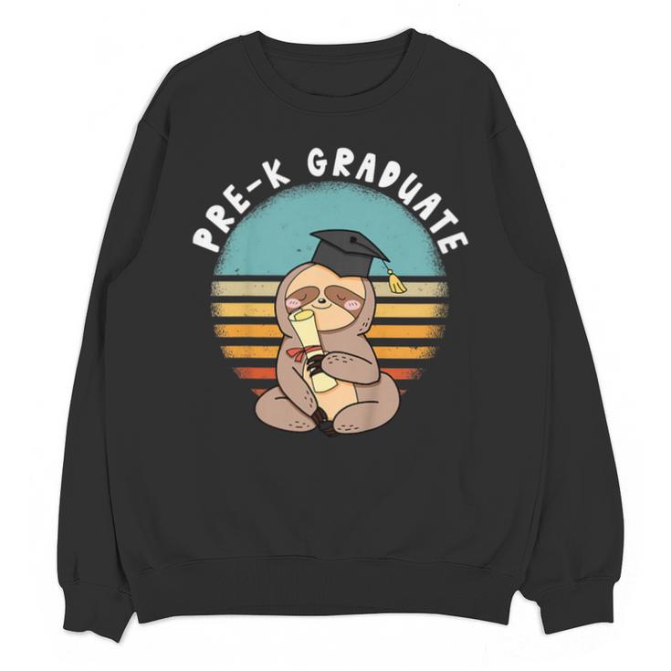 Kids Pre-K Graduate Sloth Cap And Gown Cute Preschool Graduation Unisex Sweatshirt