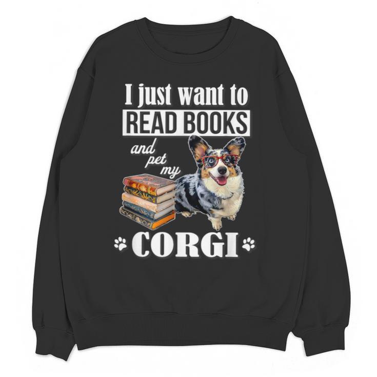 Kids Read Books & Pet My Blue Merle Corgi Lover Unisex Sweatshirt
