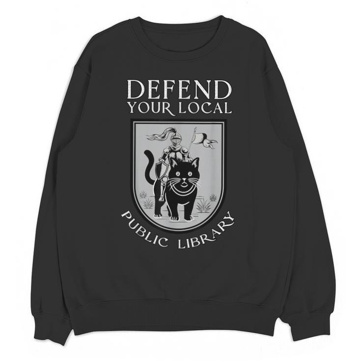 Knight Cat Defend Your Public Library Book Lover Unisex Sweatshirt