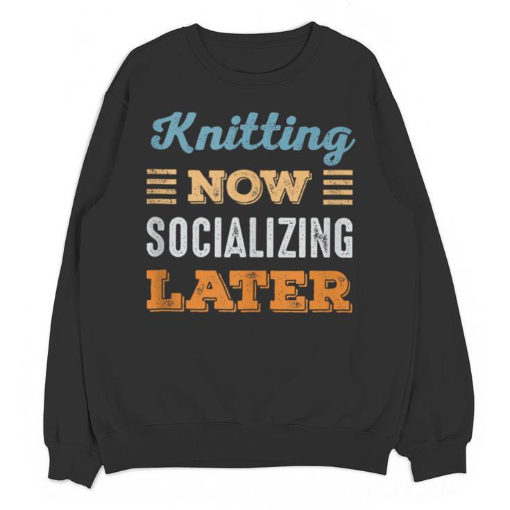 Knitting Now Minimal Socializing Introvert Vintage Unisex Sweatshirt