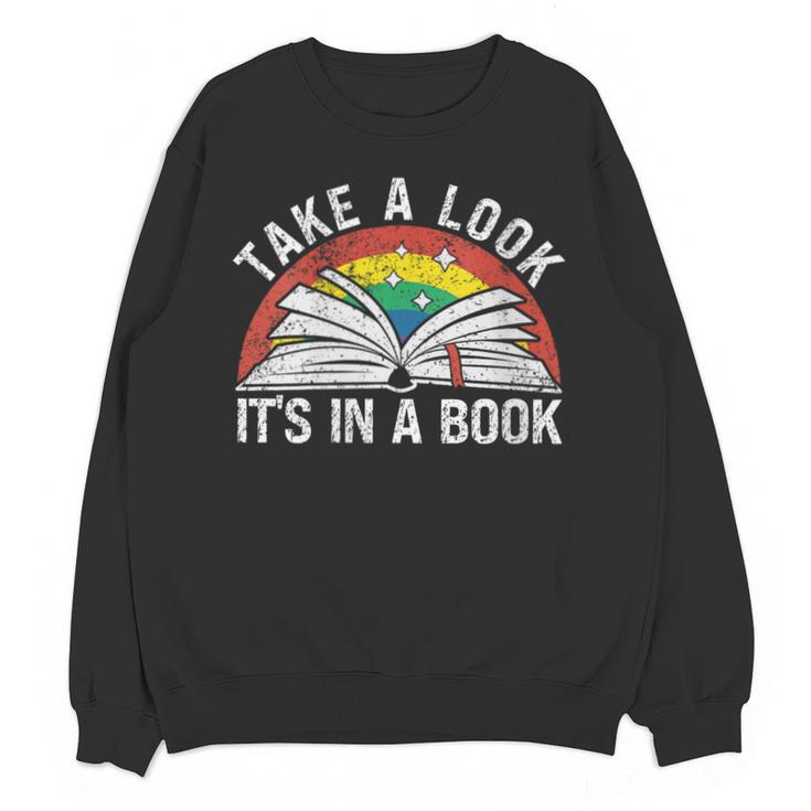 Take a Look It's In a Book Reading Vintage Retro Rainbow Unisex Sweatshirt