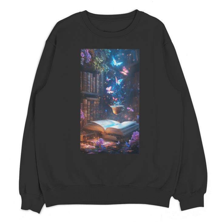 Magic Books Butterflies Fantasy Nature Tea Enchanting Unisex Sweatshirt