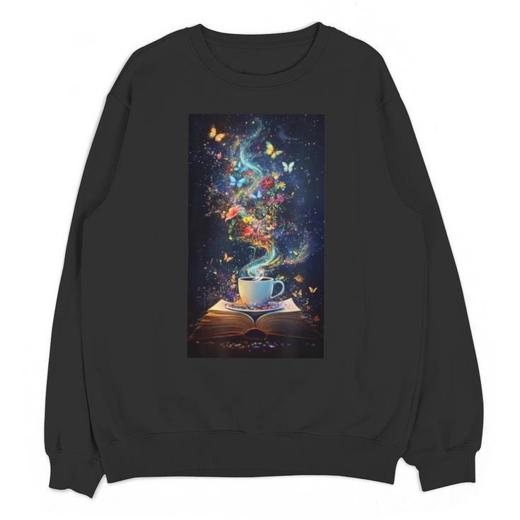 Magical Book Floral Coffee Books Nature Fantasy Unisex Sweatshirt