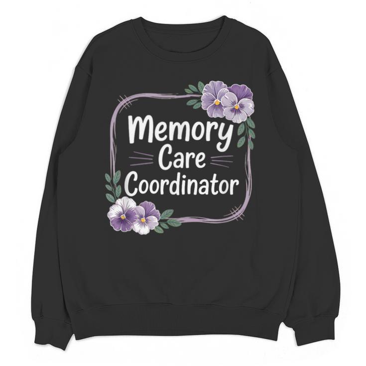 Memory Care Coordinator Purple Floral Pansies Unisex Sweatshirt