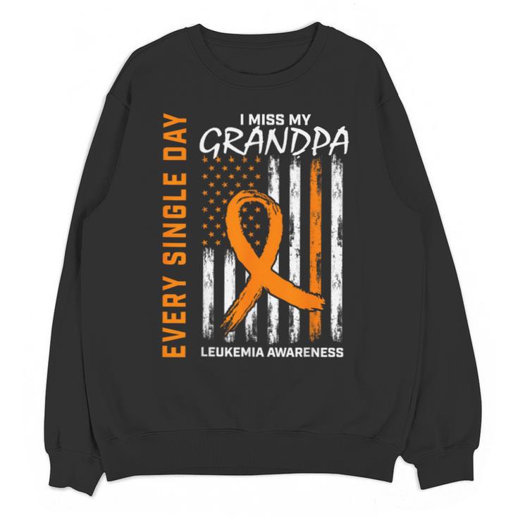 In Memory Of Grandpa Leukemia Awareness Products Flag Shirts Unisex Sweatshirt