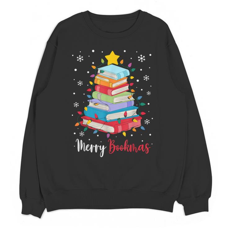 Merry Bookmas Book Christmas Tree Lights Xmas Men Women Kids Unisex Sweatshirt