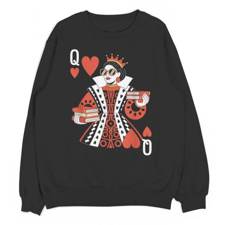 Modern Queen Of Hearts Book Lover Reading Novels Romantasy Unisex Sweatshirt
