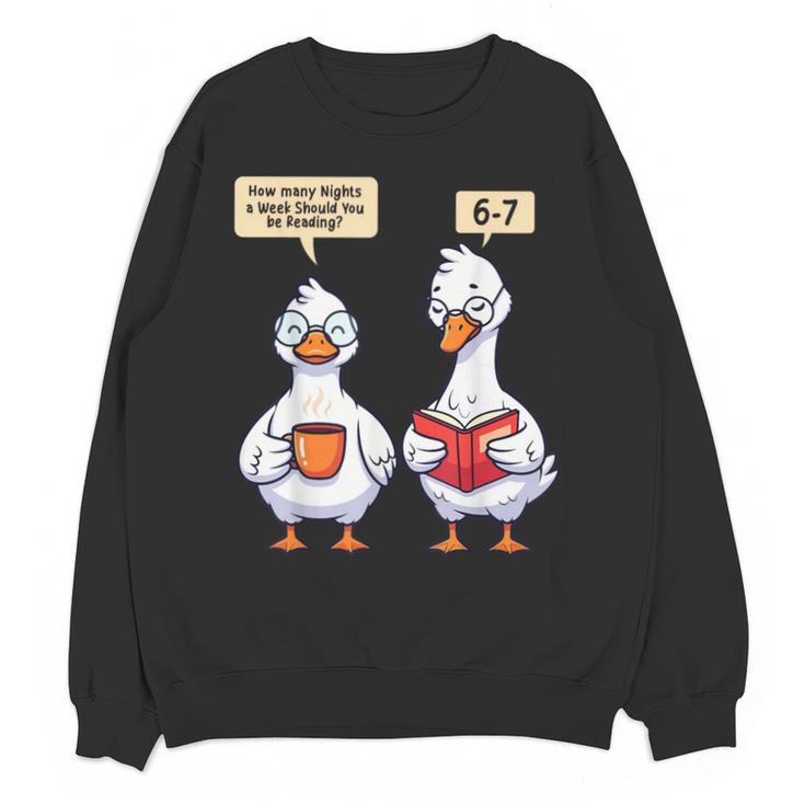 How Many Nights Reading Goose Book Lover Reader Unisex Sweatshirt