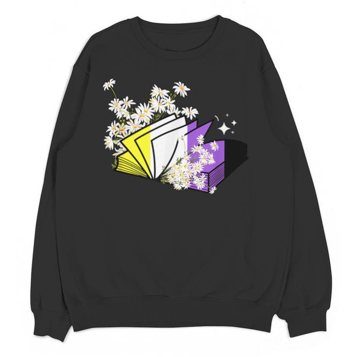 Non-Binary Book Lover Nonbinary Daisy LGBT Reading Pride Unisex Sweatshirt