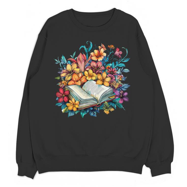 Open Book With Colorful Floral Reading Magic Unisex Sweatshirt