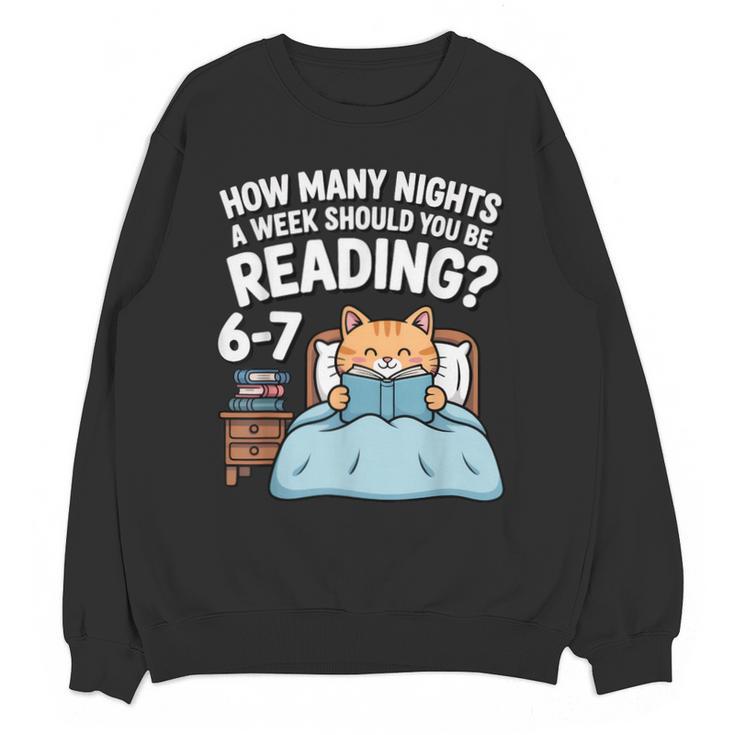 Orange Cat Reading Book 67 Six Seven Meme Unisex Sweatshirt