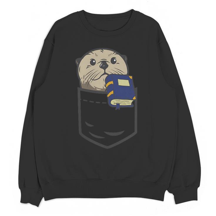 Otter Cute Read Reading Book Librarian Across America Kids Unisex Sweatshirt