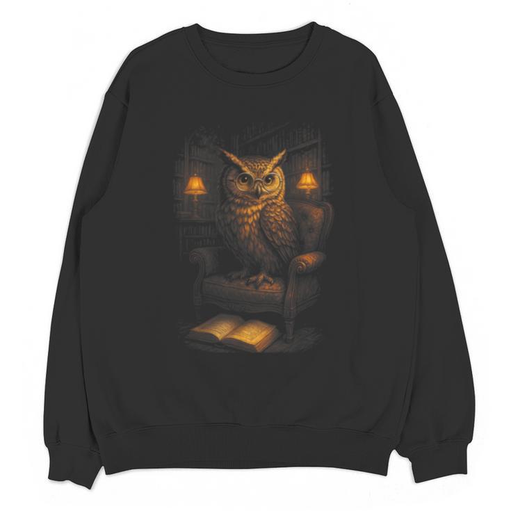 Owl Library Books Wisdom Reading Vintage Scholar Unisex Sweatshirt