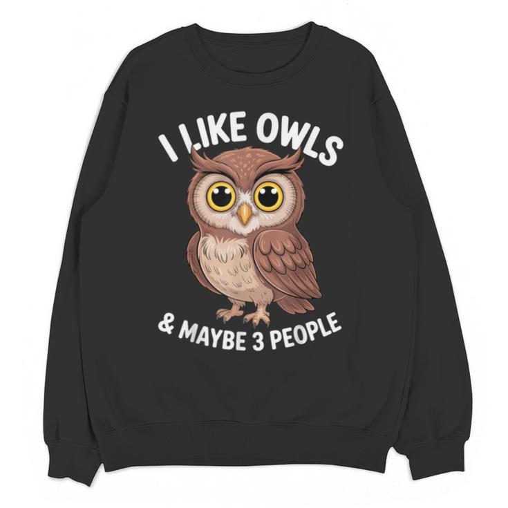 I Like Owls And Maybe 3 People Introvert Humor Casual Unisex Sweatshirt