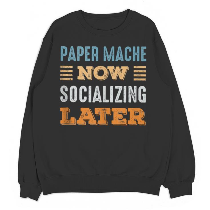Paper Mache Now Minimal Socializing Introvert Vintage Unisex Sweatshirt