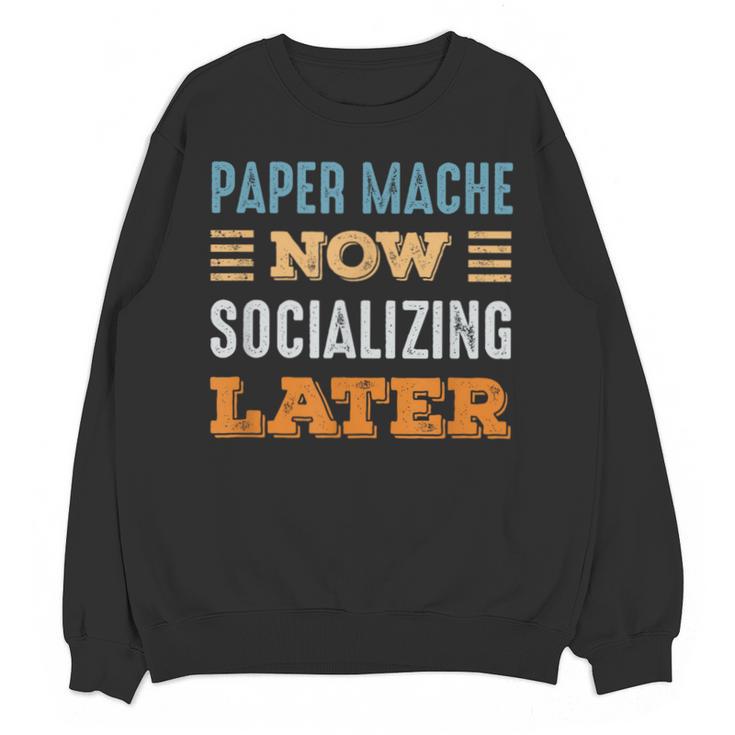 Paper Mache Now Minimal Socializing Introvert Vintage Unisex Sweatshirt