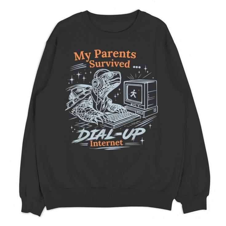 My Parents Survived Dial Up Internet Nostalgia Turtle Unisex Sweatshirt
