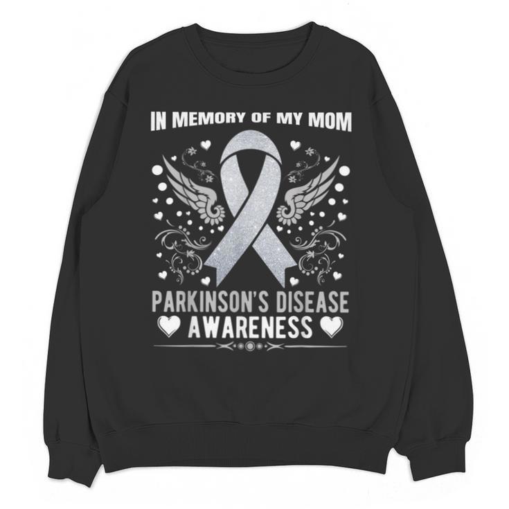 Parkinson's Disease Awareness Memory Of My Mom Ribbon Wings Unisex Sweatshirt